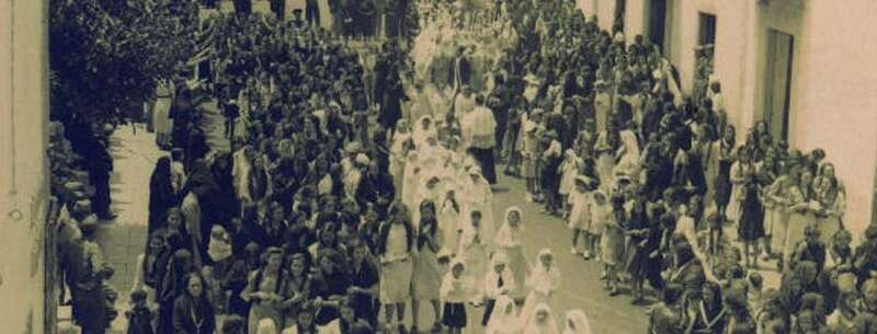 Procesión por las calles de Telde, en una foto de principios del siglo XX/Archivo Fedac.